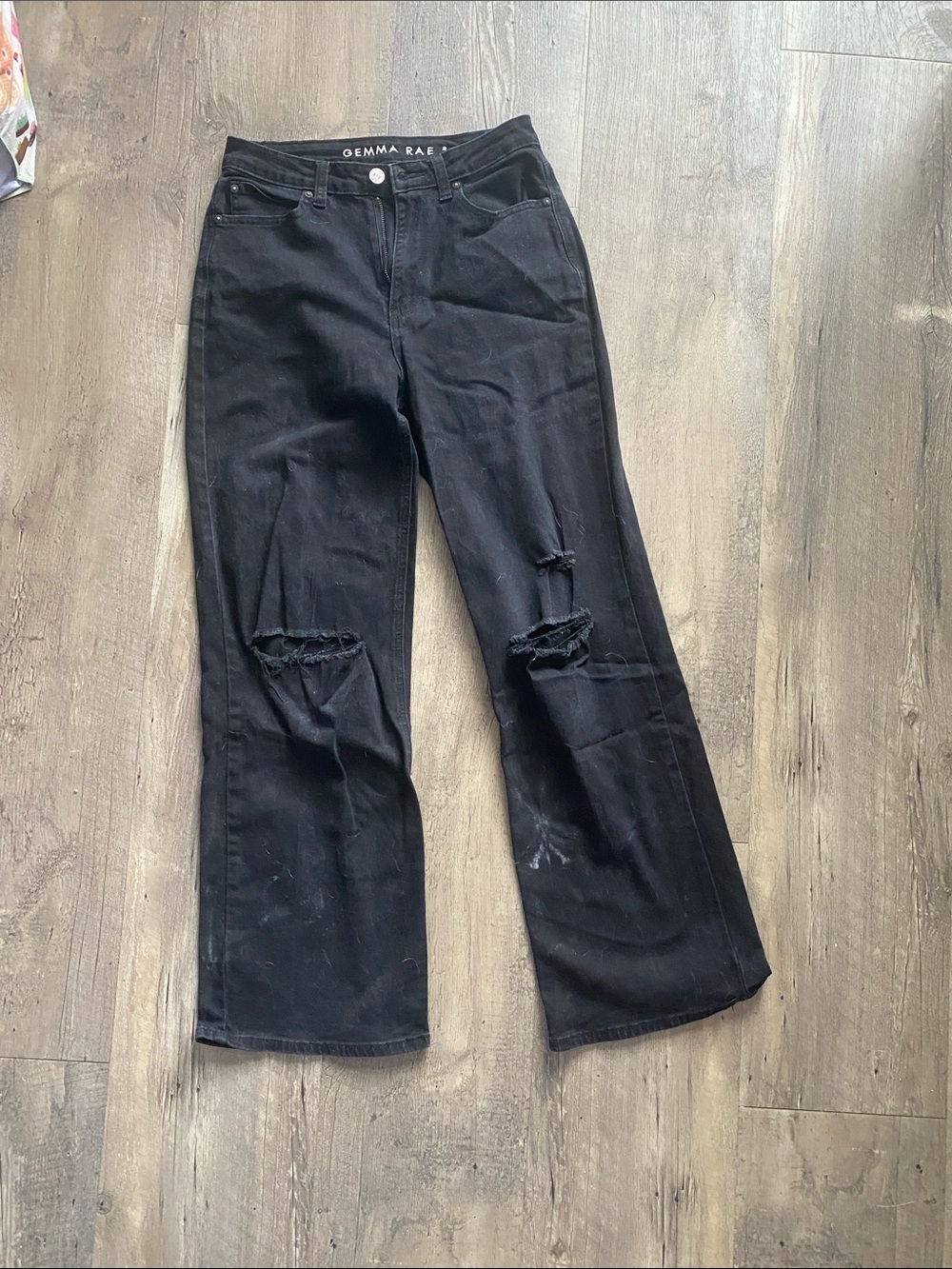 Eclipse Black Flare Jeans with Knee Distressing